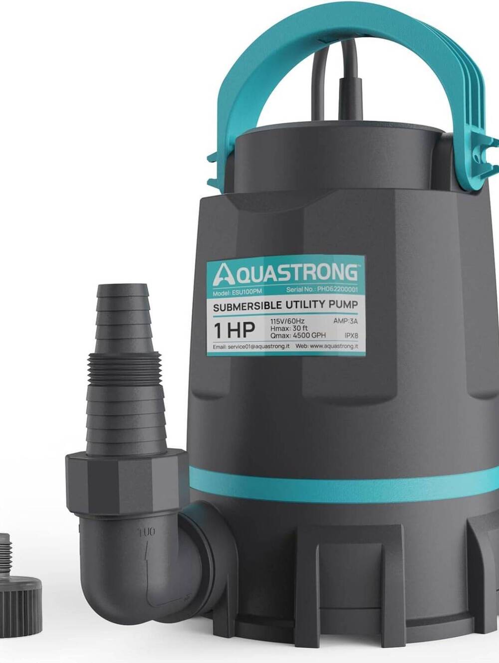 AQUASTRONG Utility Pump For Pool esu100pm 1 HP with 10ft Power Cord